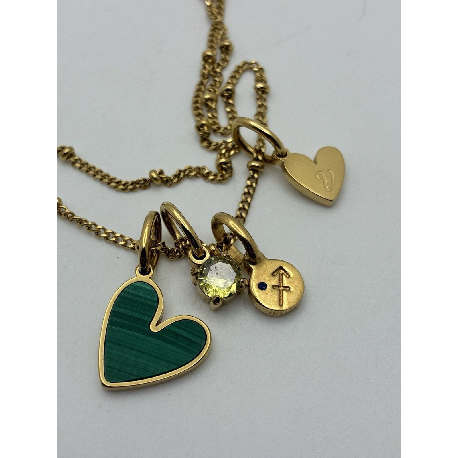 Rellery 925 Gold Vermeil Malachite Heart Sagittarius Birthstone Charm Necklace — image 2 of 8